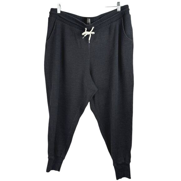 GAP Sweats Black Rib Knit Tapered High Waist Drawstring Trousers Jogger Pants XL - Picture 1 of 5